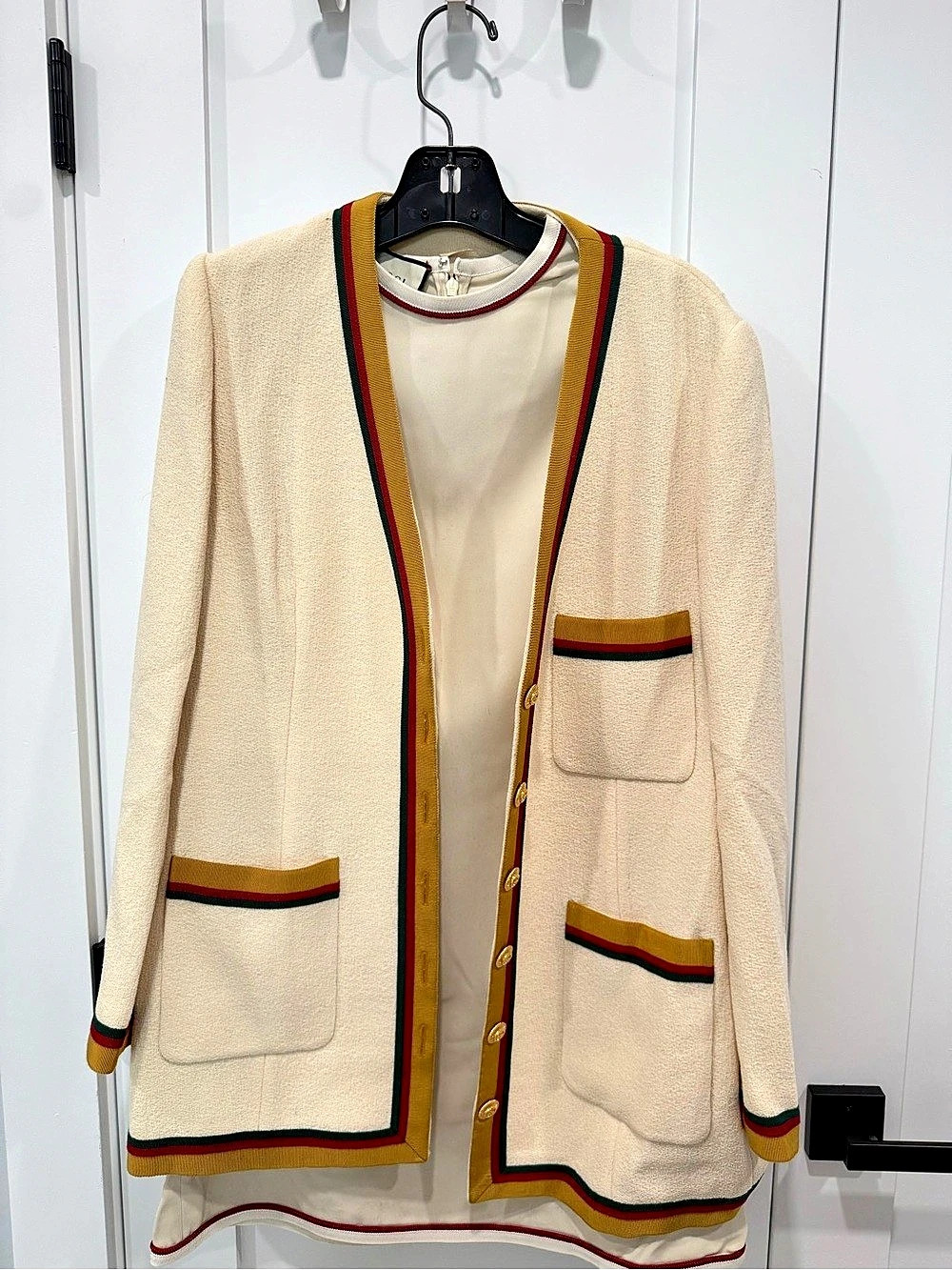 Gucci Color Block Cardigan in Cream & Multicolor
